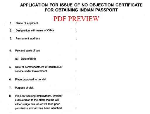  NOC Application Form Passport